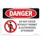 Signmission OSHA Danger Sign, 3.5" Height, 5" Width, Do Not Enter Without Permit And Attendant, Landscape OS-DS-D-35-L-1150 - alternate 1